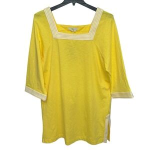 Boden Dress Tunic Women's Size 14R Yellow‎ Embroidered Beach Resort Wear Comfort